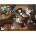 Beswick 818 Shire horse together with a melba ware style shire horse, ceramic duck dish & A Kelsbor