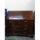Early 20th Century Inlaid Mahogany Bureau 2 over 3 drawers to base with fall front writing desk (