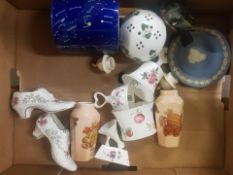 A Small Collection of Ceramic Items to inlcude Hammersley Strawberry Pot Pourri Pot, Beswick Bird