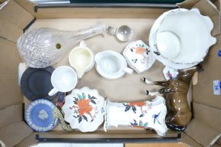 A mixed collection of items to include Old Foley floral patterned vase, planter, lidded boxes ,