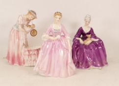 Three Royal Doulton Lady Figures to include Charlotte HN2421, Mother and Baby HN3348 and A Hostess
