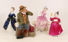 Four Royal Doulton Figures to include Young Dreams HN3176, Debbie HN2385, Vanity HN2475 and Owd
