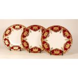 Three De Lamerie Fine Bone China heavily gilded Christmas Garland patterned cabinet plates ,