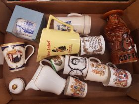 A mixed collection of ceramic items to include a Wade 'Dewar's White Label' advertising jug, P&K