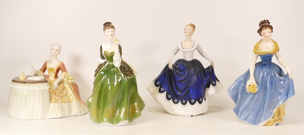 Royal Doulton Lady Figures Melanie Hn2271, Lisa Hn2310, Fleur Hn2368 & 2nds Meditation Hn2330(