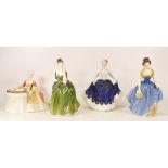 Royal Doulton Lady Figures Melanie Hn2271, Lisa Hn2310, Fleur Hn2368 & 2nds Meditation Hn2330(