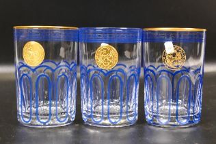 Three De Lamerie Fine Bone China heavily gilded Non Matching Tumblers with Star & Crescent Motif,