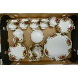 Royal Albert Old Country Roses to include 6 trios, cake plate, milk jug and sugar bowl (1 tray)