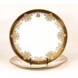 De Lamerie Fine Bone China heavily gilded Silver & Gilt Rimmed Plates with Personalized Motif,