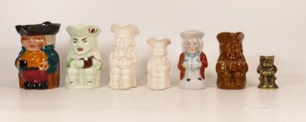 Seven Miniature Toby Jugs to include Cornish Mead The Honeymoon Drink, two Brakenlea Pottery