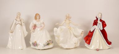 Royal Doulton lady figures to include Bride HN2873, Joanne HN3422, Rachel HN2936 and Sweet Seventeen