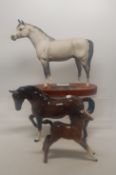 Three Beswick Horses to include Conniseur Model Dapple Grey Arab together with Brown Stocky