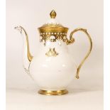 De Lamerie Fine Bone China heavily gilded Private Commission Coffee Pot, specially made high end