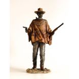 Leonardo Collection Bronzed Cowboy figure ( pistol tip bent & cracked) height 31cm