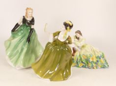 Three Royal Doulton Lady Figures to include Solitude HN2810, Vanessa HN3918 and Simone HN2378 (3)