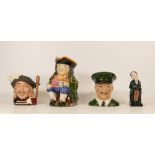 Four Ceramic Figures to include Royal Doulton Small Character Jugs Aramis D6454, Stiggins Dickens