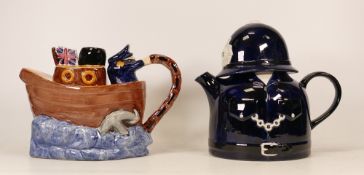 Two Carltonware Teapots to include one Ship themed and one Police themed example. (2)