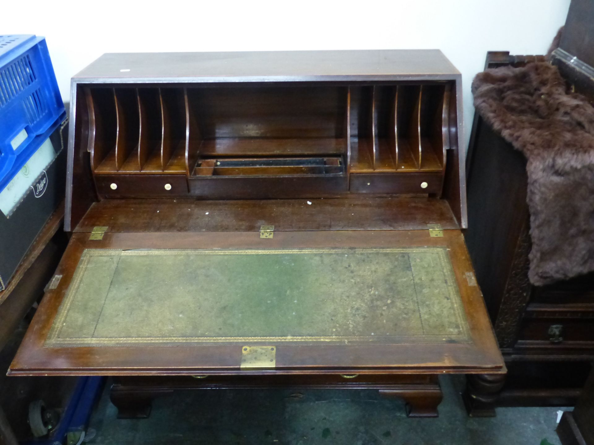 Early 20th Century Inlaid Mahogany Bureau 2 over 3 drawers to base with fall front writing desk ( - Image 2 of 2