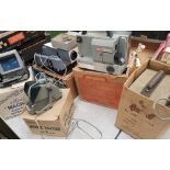 A collection of film viewing/editing items to include Boots Super 300 slide viewer, a boxed film