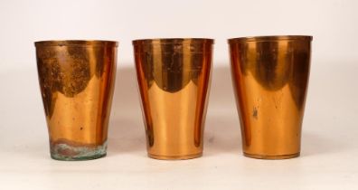 A Set of Three Stacking Copper Vessels. Height: 17.7cm (3)