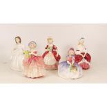 Five Royal Doulton Figures to include Valerie HN2167, Amanda HN3635, Peggy HN2038, Monica HN1467 and