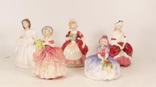 Five Royal Doulton Figures to include Valerie HN2167, Amanda HN3635, Peggy HN2038, Monica HN1467 and