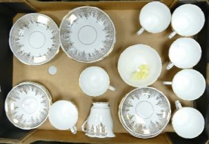 Royal Stafford Gild patterned tea ware to include milk jug, sugar bowl and cups and saucers (1 tray)
