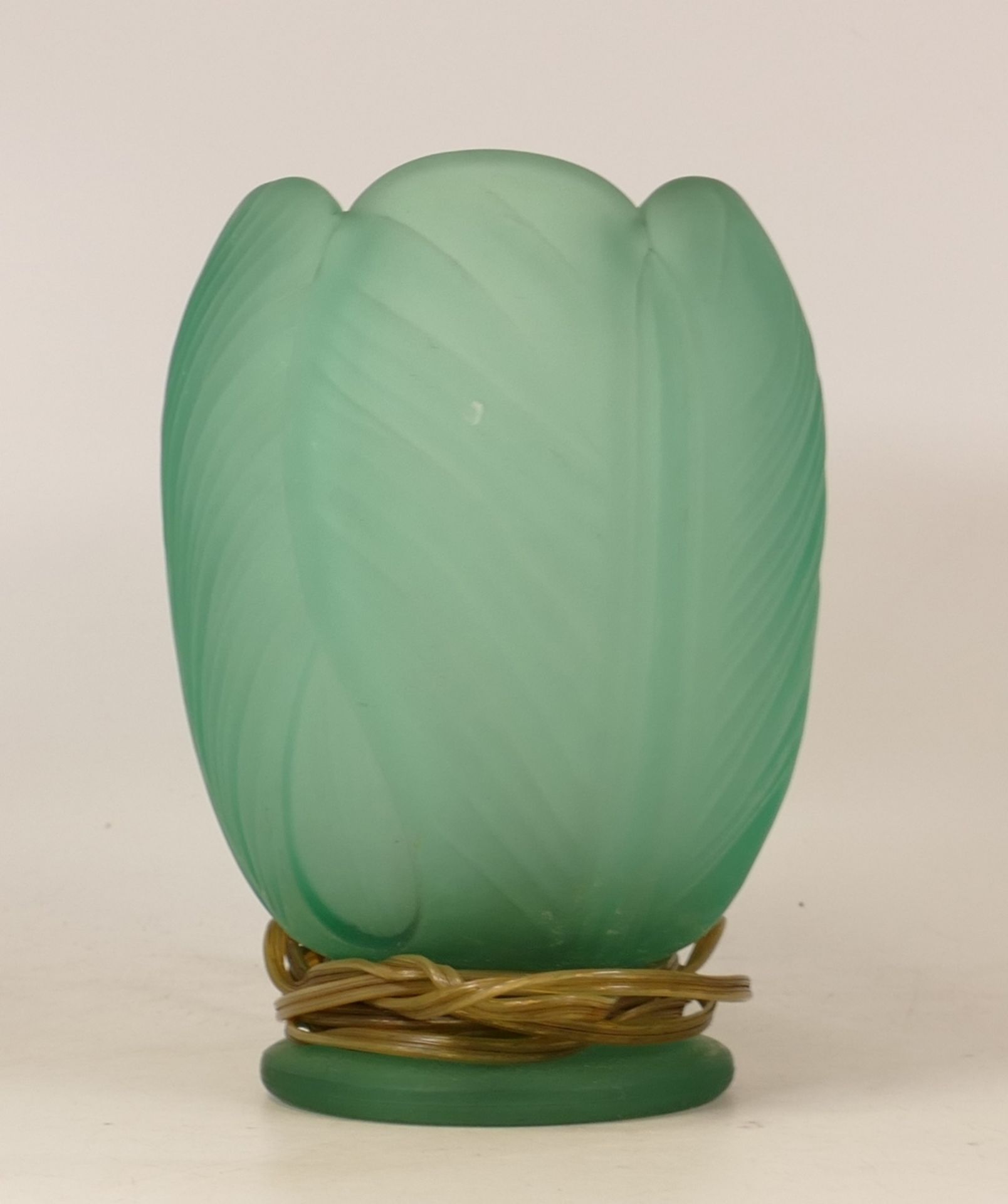 Frosted Green Glass Art Deco Table Lamp, height 21cm