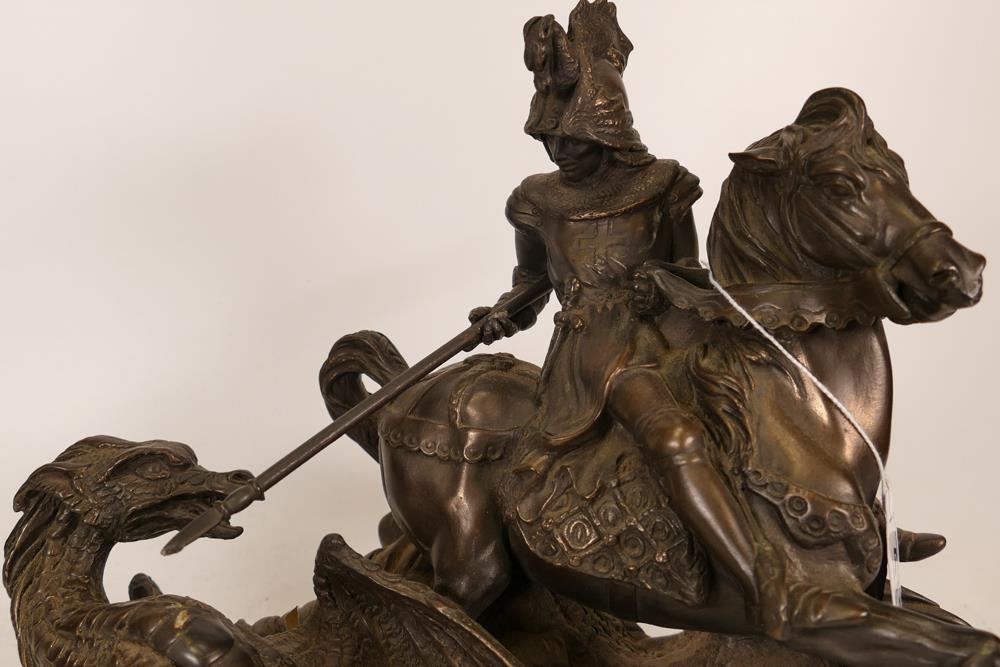 Bronzed resin figure George and the dragon (lance loose) - Image 2 of 5
