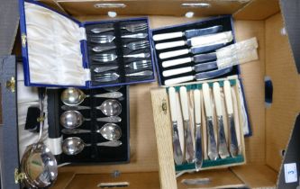 A collection of Mid Century Cased Cutlery Sets