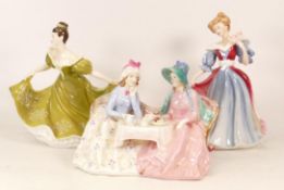 Three Royal Doulton Lady Figures to include Afternoon Tea HN1747 (small broken section to top of