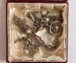 A collection of Silver marcasite jewellery including necklet, pendant & necklace, ring and brooch,