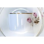 Royal Limogues pink rose dinner ware with the initials M W to include - 12 dinner plates, lidded