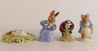 Royal Albert Beatrix Potter Bp Figures to include Cottontail, Gentle Mouse Made a Bow, Timmy