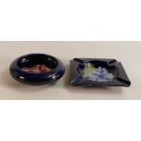 Moorcroft Anemone small bowl together with Hibiscus blue ash tray (2)