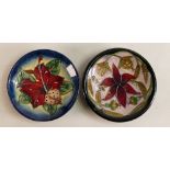 Two Moorcroft pin dishes to include Simeon and Delonix . Boxed
