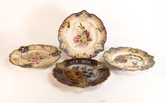 Four Carlton ware Ivory Blushware reticulated plates in the Camelia, Regalia, Carnation and Floral