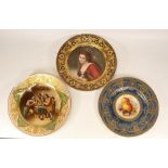 Three Damaged Handpainted Cabinet Plates to include Royal Worcester Blue Ground Plate with Fruit