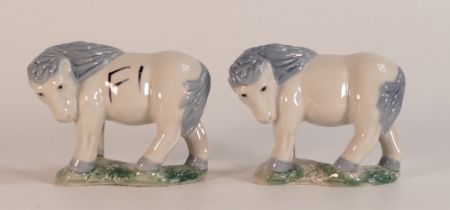 Two Wade Shetland pony figures, one marked F1, initials to base and dated 24/11/04. Height 7cm. This