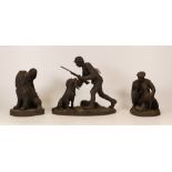 Three Heredities figures , girl with dog , huntsman with dog and poacher with rabbit and dog (3)