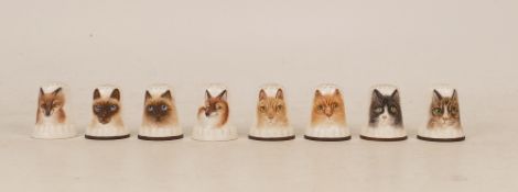 Set 8 Arena thimbles hand painted with cats & foxes. (10)