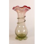 19th century Vaseline glass vase, tiny chip to base, height 21cm