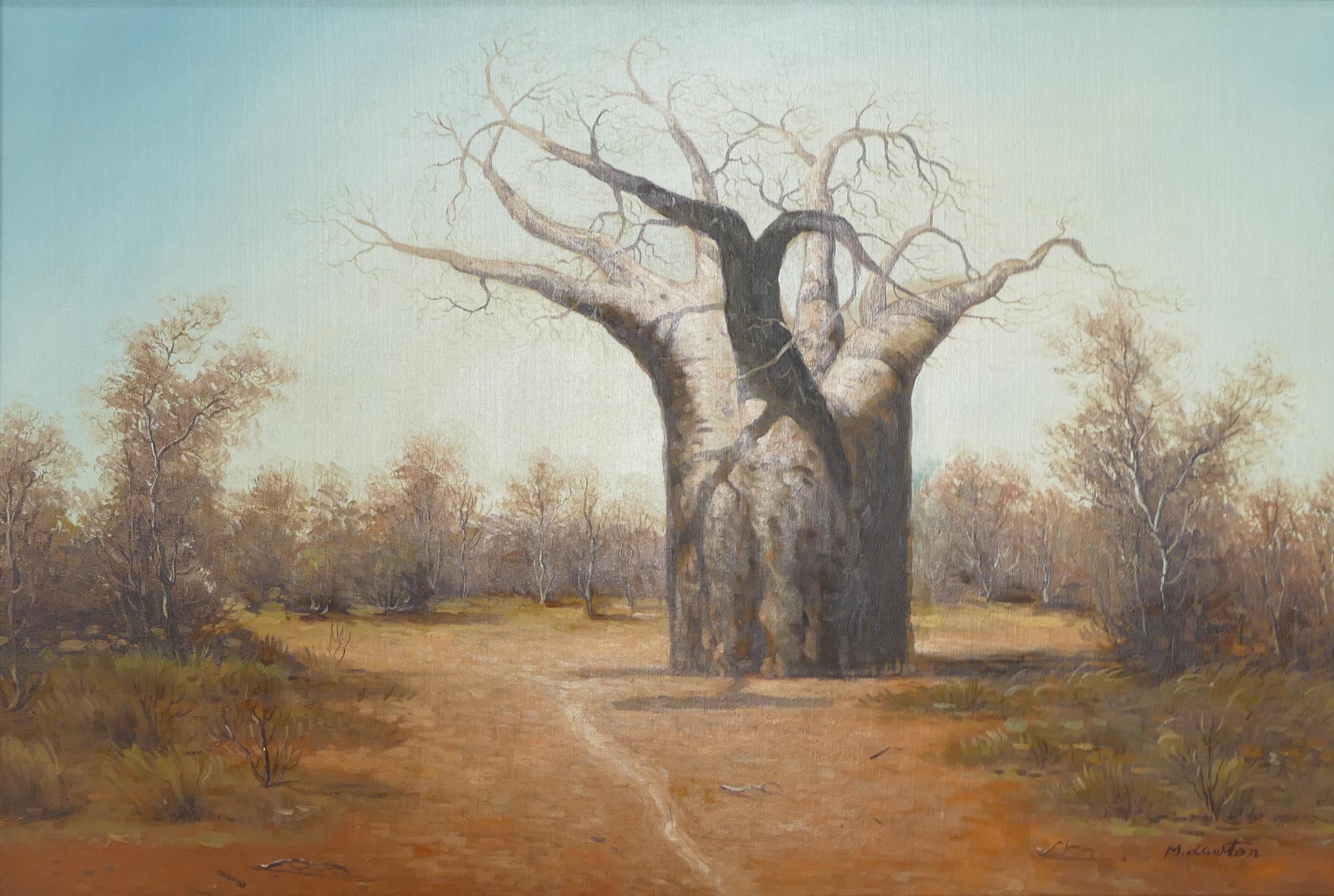 M Lawton (SOUTH AFRICAN 20th century) framed oil on canvas, landscape with tree, measuring 59cm x - Image 4 of 4