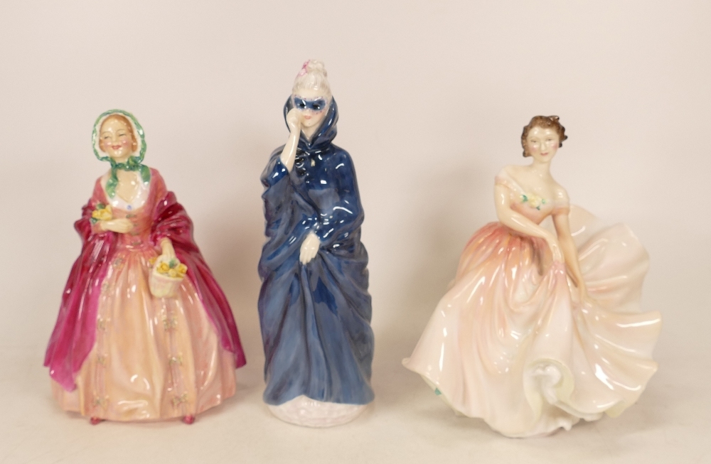 Royal Doulton lady figures The Polka HN2156, Masque HN2554 and Rosebud (3)