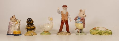 Royal Albert Beatrix Potter figures to include Piggling Eats Porridge , Rebeccah Puddleduck , Mr