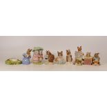 Royal Albert Beatrix Potter BP6 figures to include Goody and Tommy Tiptoes, Foxy Reading, Hunca