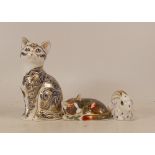 Royal Crown Derby paperweights to include Majestic cat limited edition 42/3500, Catnip kitten and