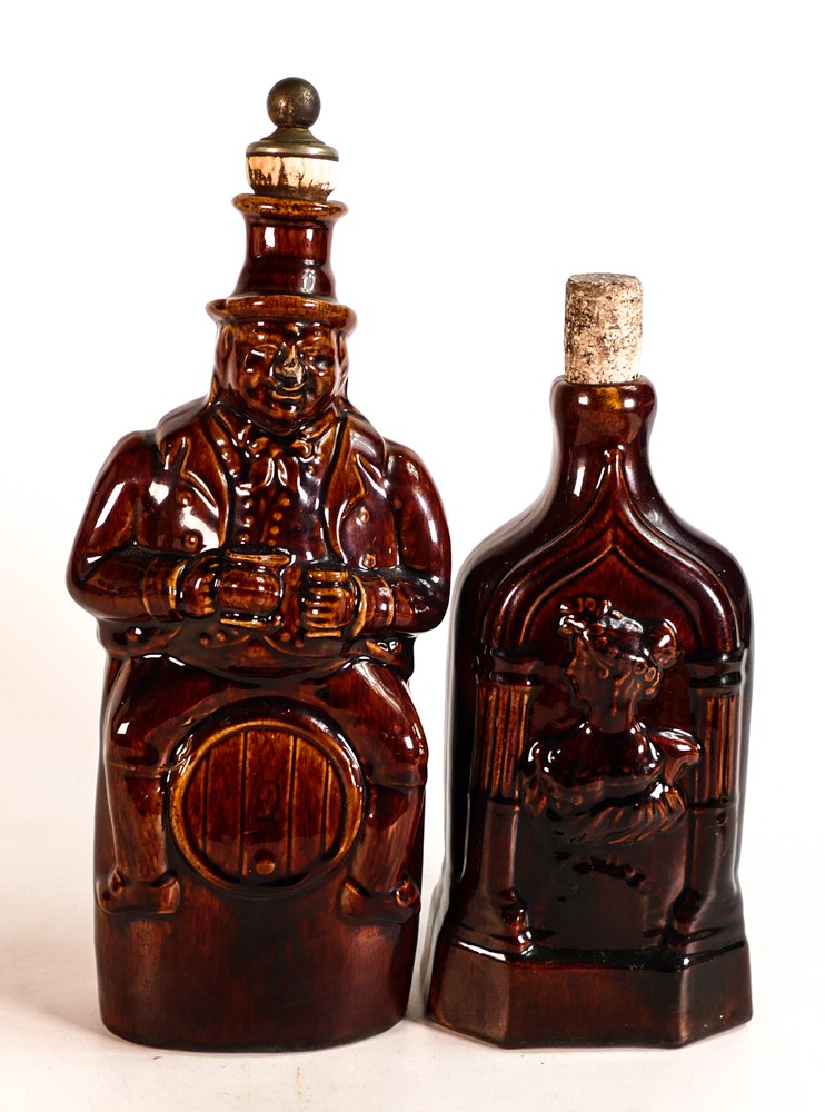 Rockingham style Treacle glazed spirit flasks, one with raised Queen Victoria & Duchess of Kent - Image 2 of 4