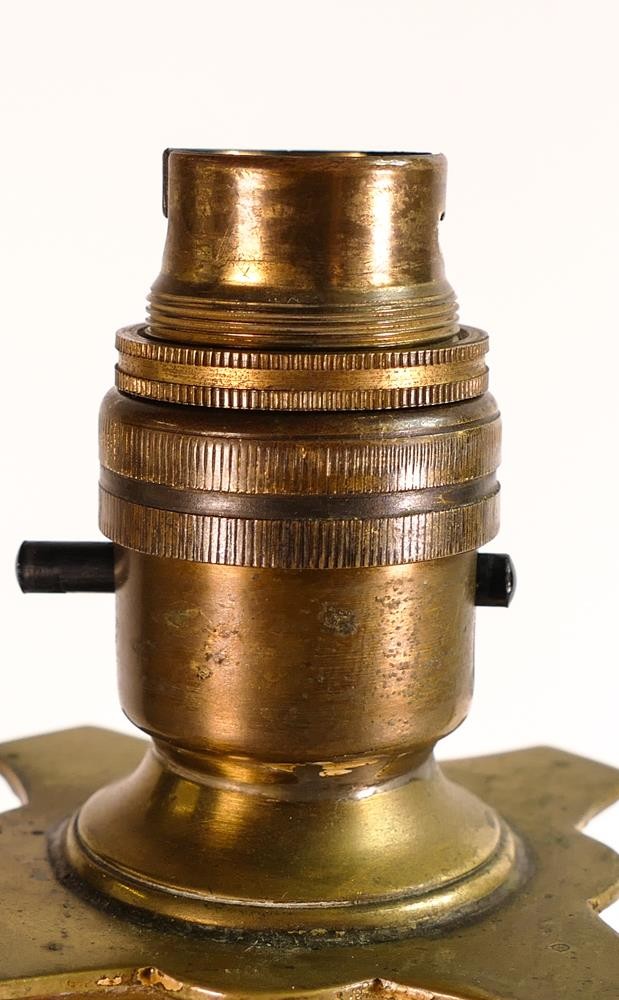 Victorian Corinthian column Brass lamp base converted from a candlestick. Fluted column with - Image 5 of 6