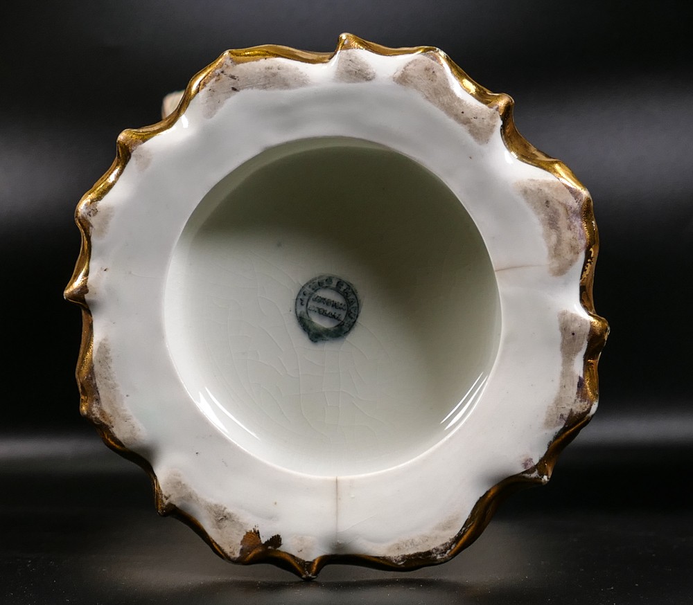 Late 19th century James Shaw Longton porcelain comport, the fluted circular bowl encrusted with - Image 6 of 6